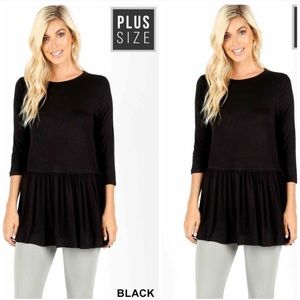 Plus Size 3/4 Ruffled Tunic